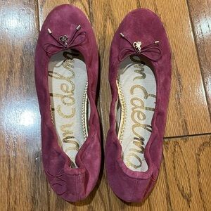 Sam Edelman Felicia Classic Ballet Flat, Size 8, Purple Suede, New Without Box